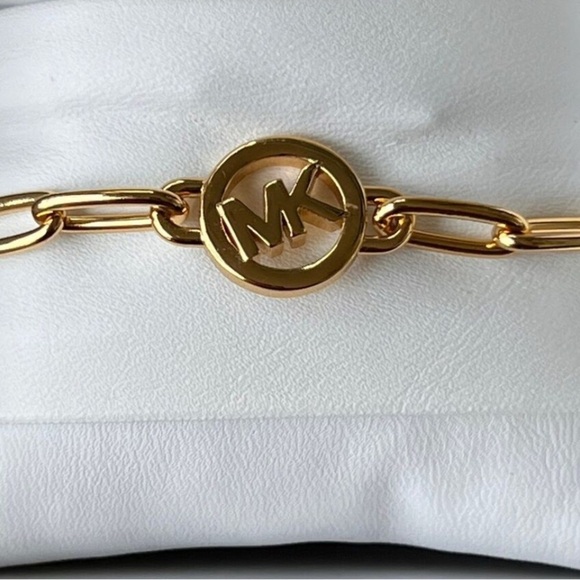 Michael Kors MK Big Chain Bracelet (Gold Tone) MK Logo Brand New - Picture 1 of 6
